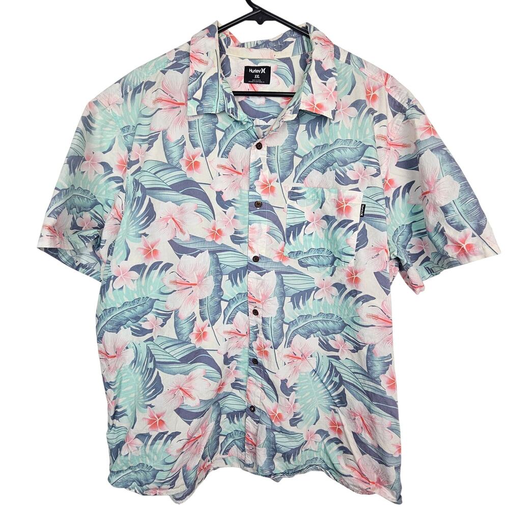 Hurley Mens Floral Skater Button Shirt XXL Tropical Streetwear Cotton Breathable